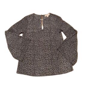 Michael Kors Blouse Shirt  Womens Size XS Leopard Animal Print Bell Sleeve